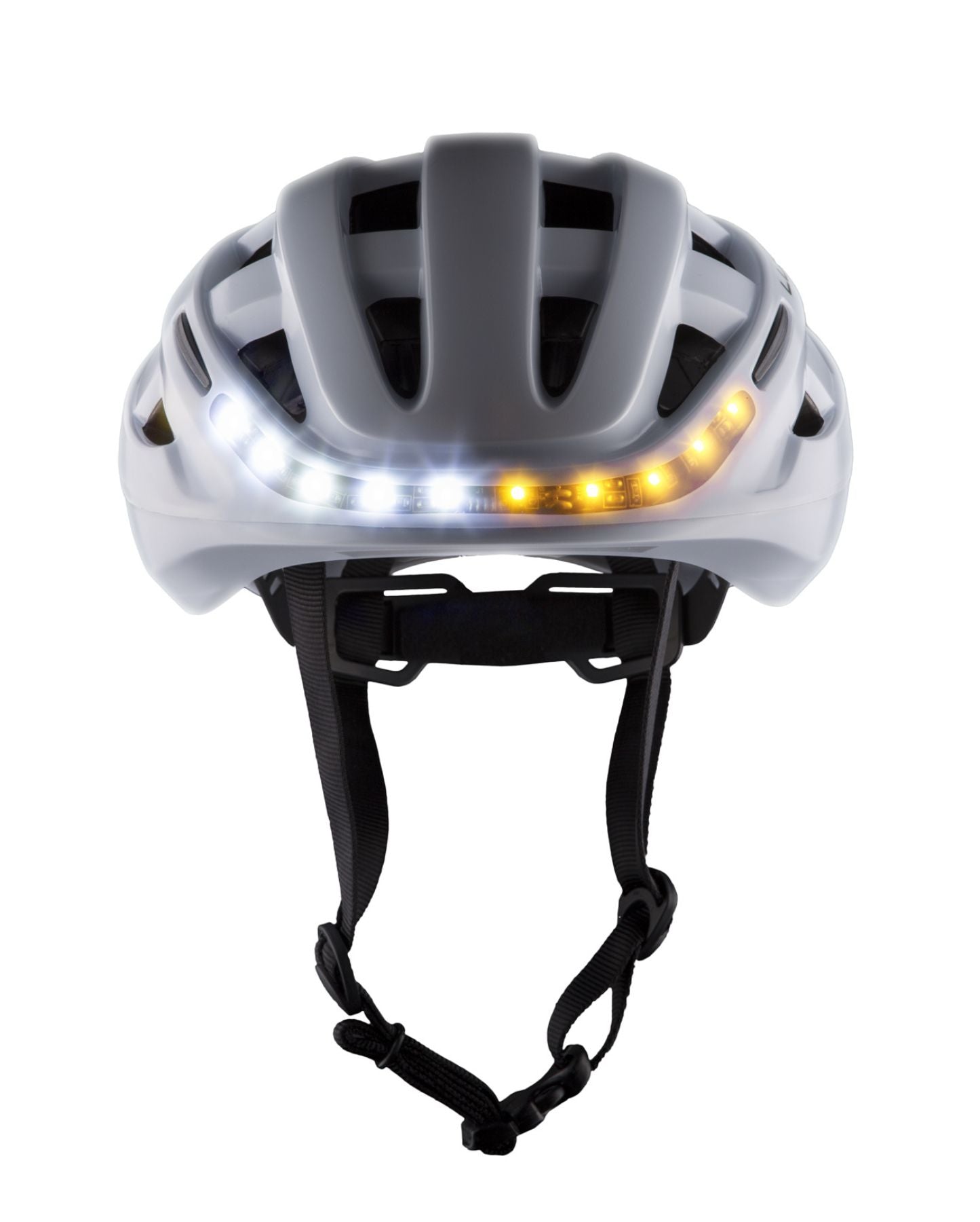casque vélo blanc lumos face lumières