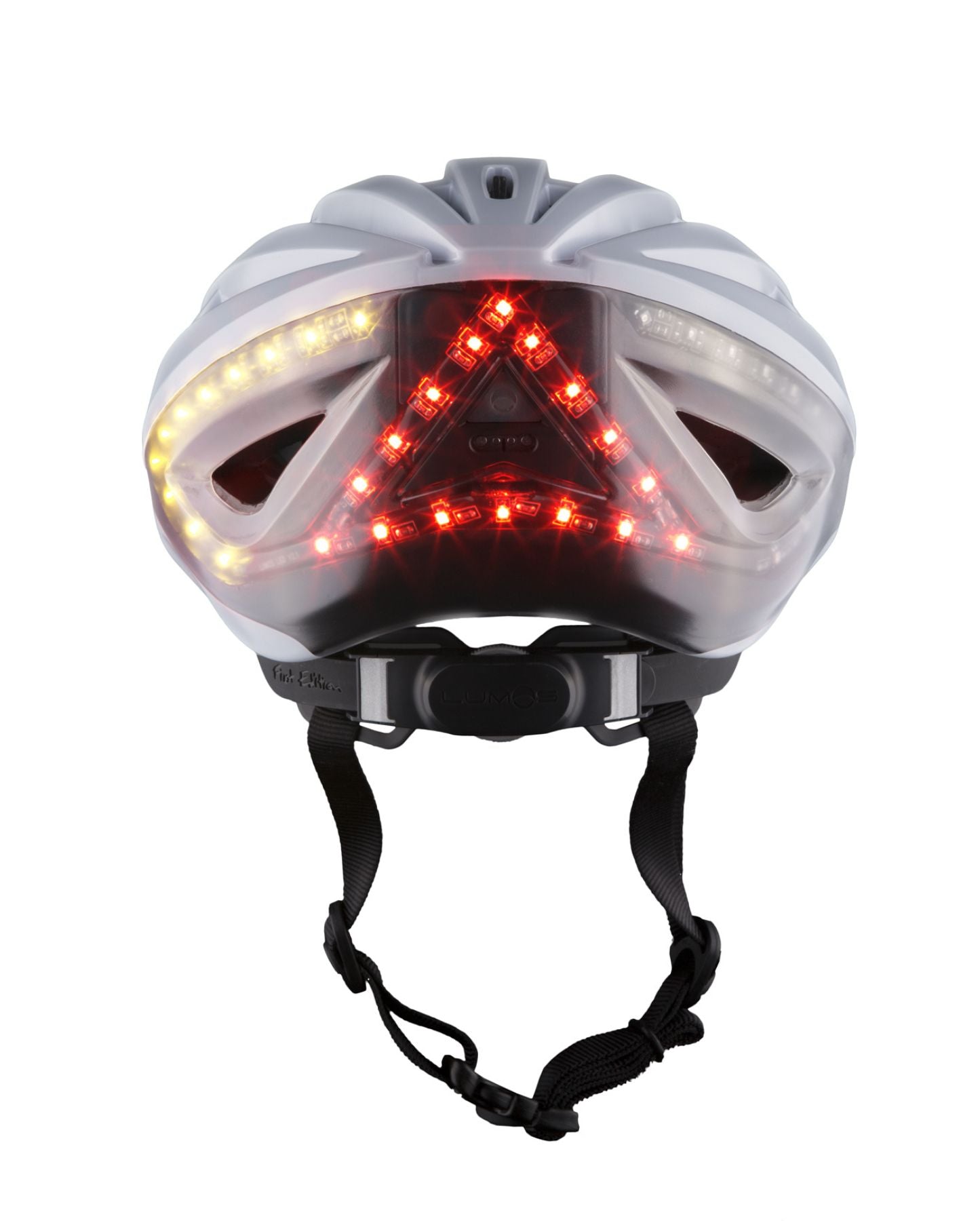 casque blanc lumos clignotants arrière