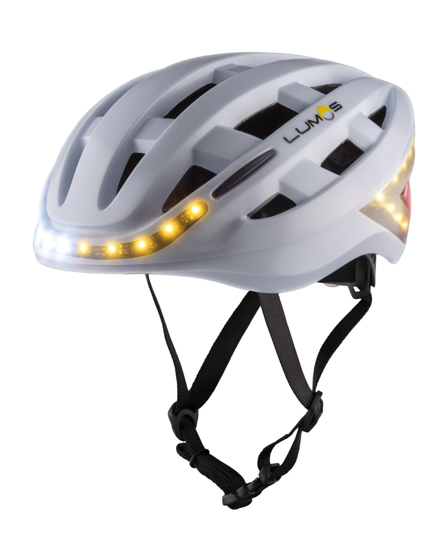 casque blanc lumos clignotants avant