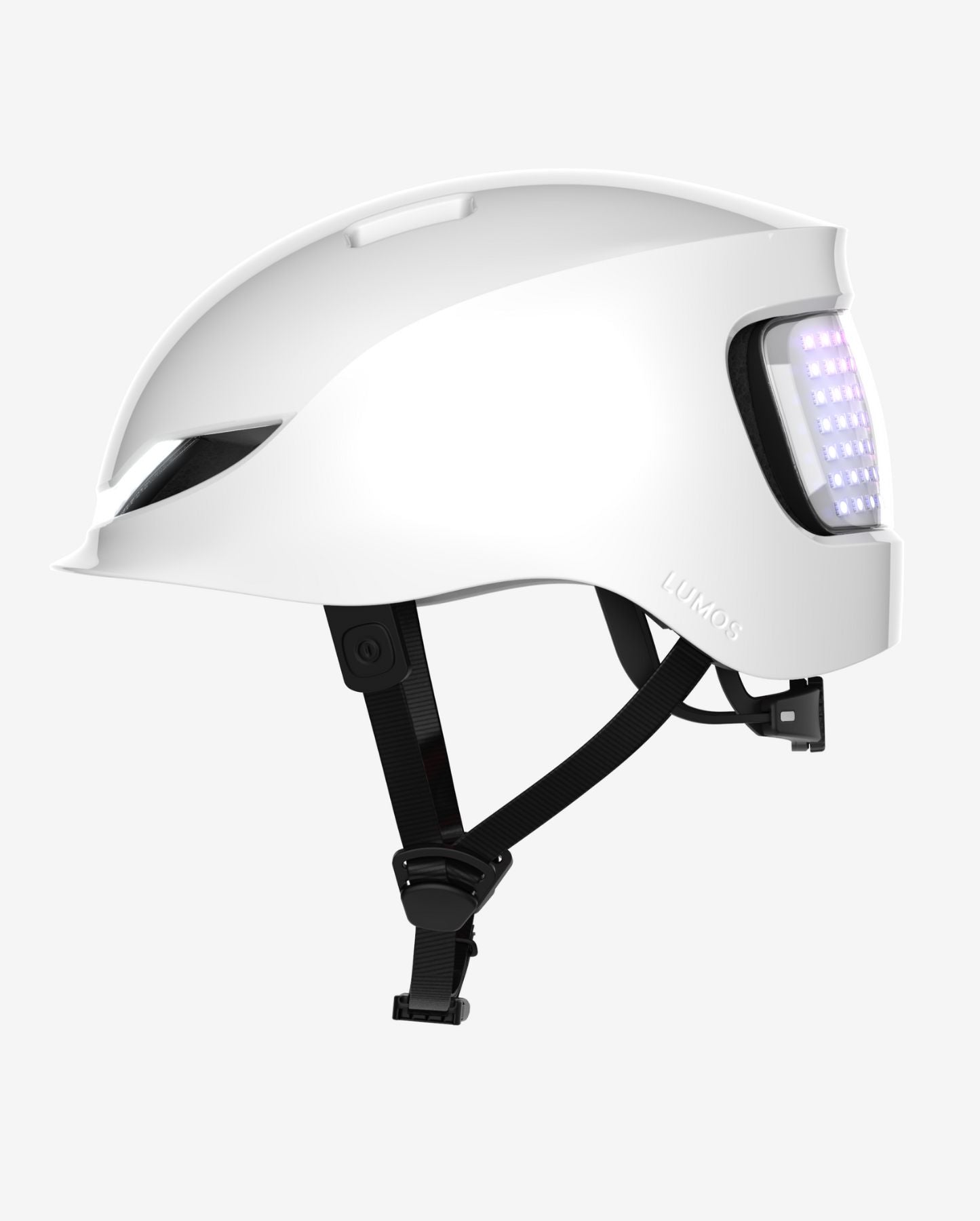 casque blanc lumos matrix côté lumières avant arrière