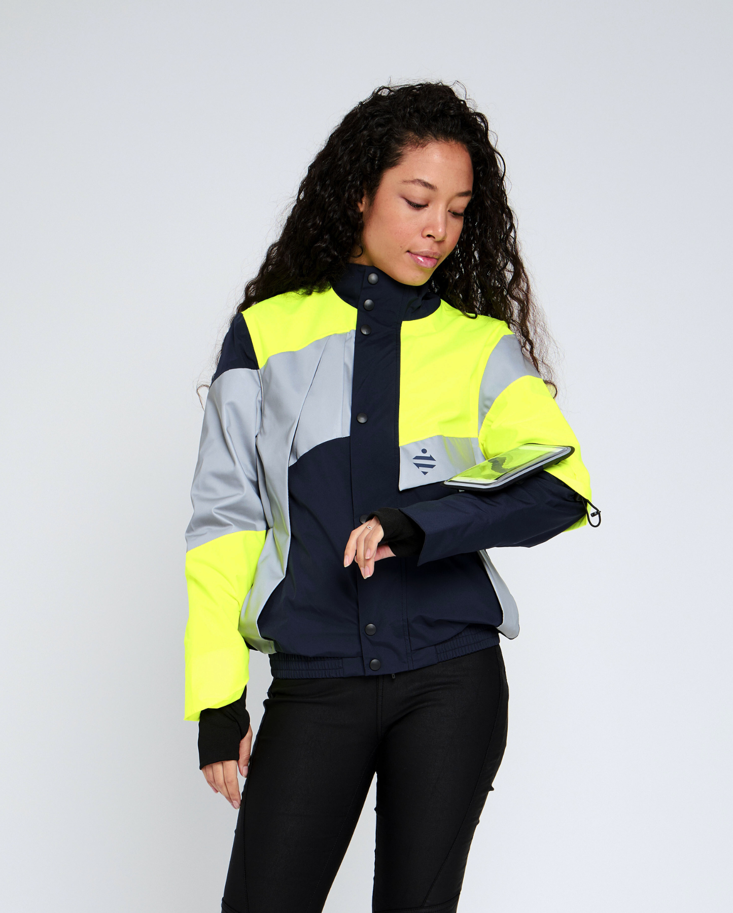 blouson vélotaf jaune fluorescent bleu marine poche téléphone Shapeheart