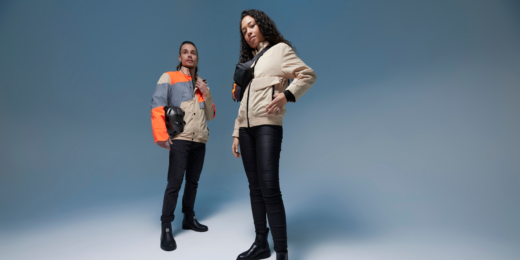 blouson réversible orange fluo beige