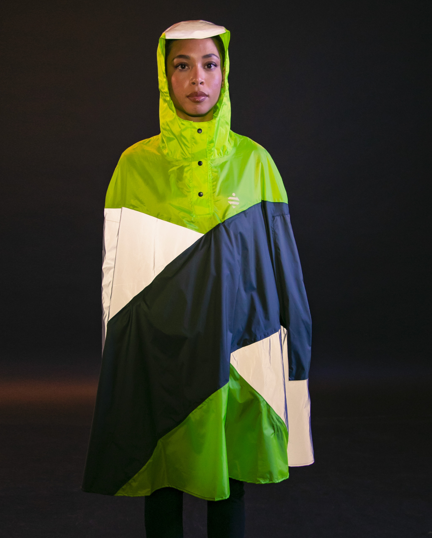 poncho de pluie réfléchissant vert fluo