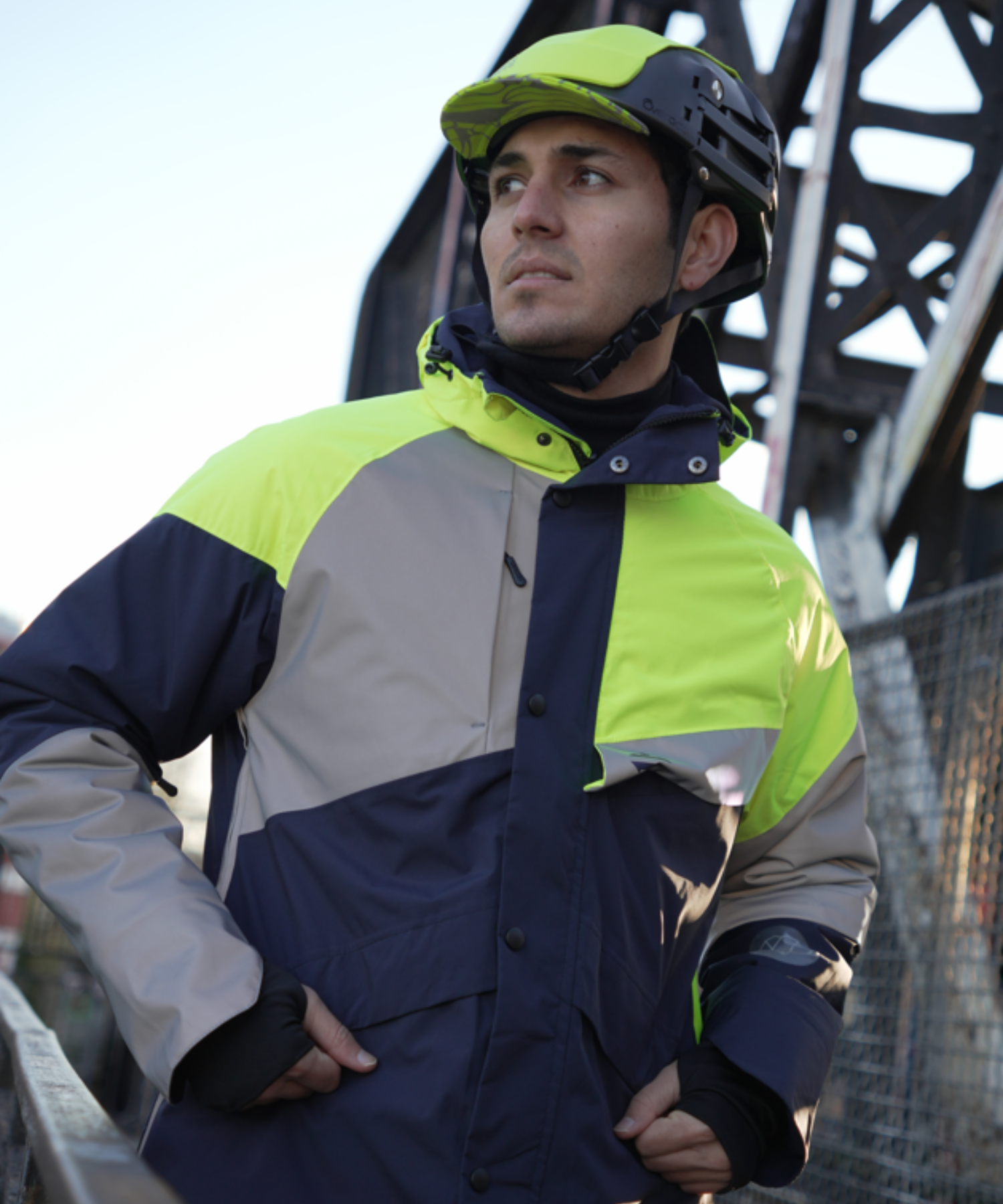 casque vélo homme jaune fluo réfléchissant upcycling