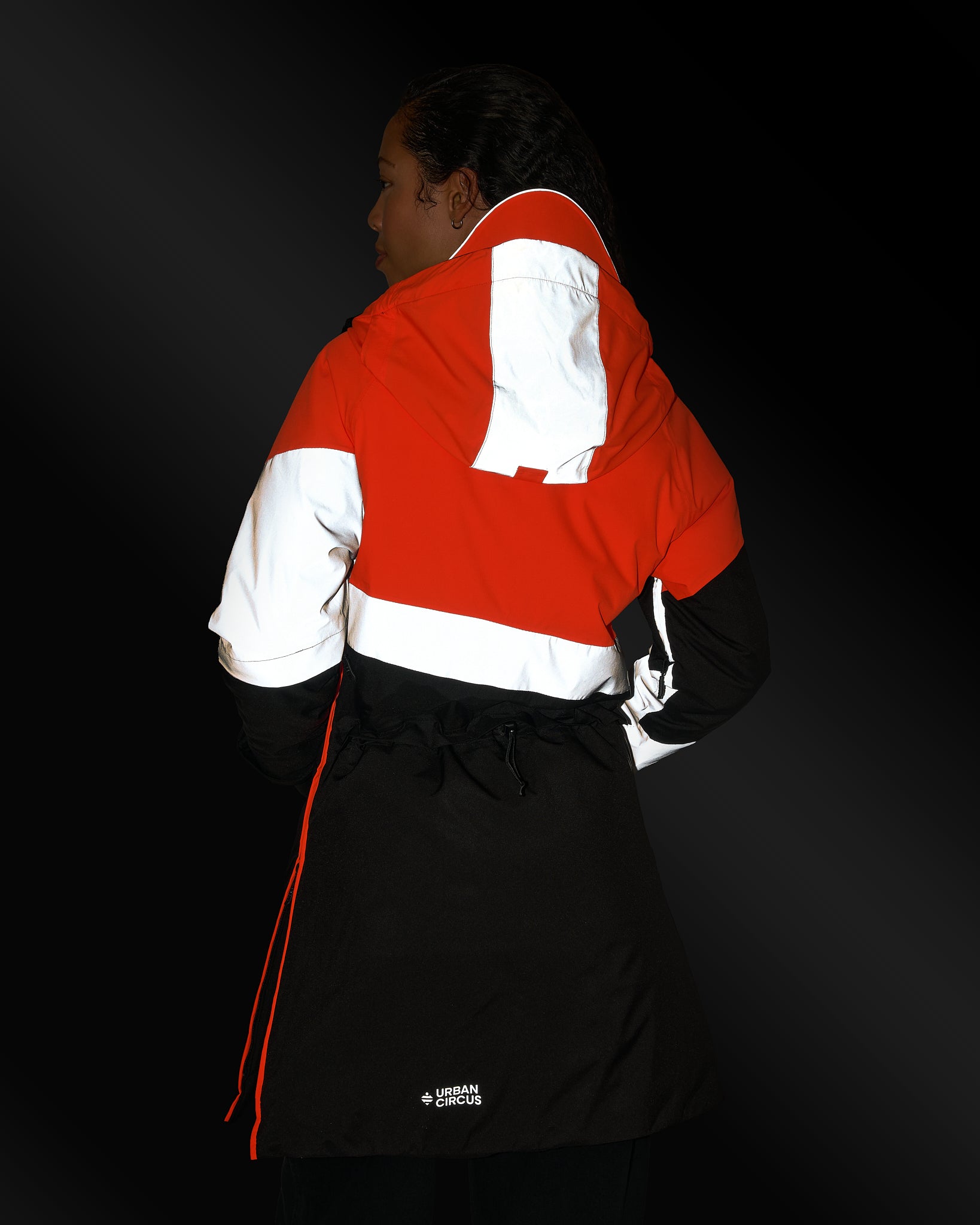 Manteau hiver chaud orange fluo réfléchissant pour être vu à vélo