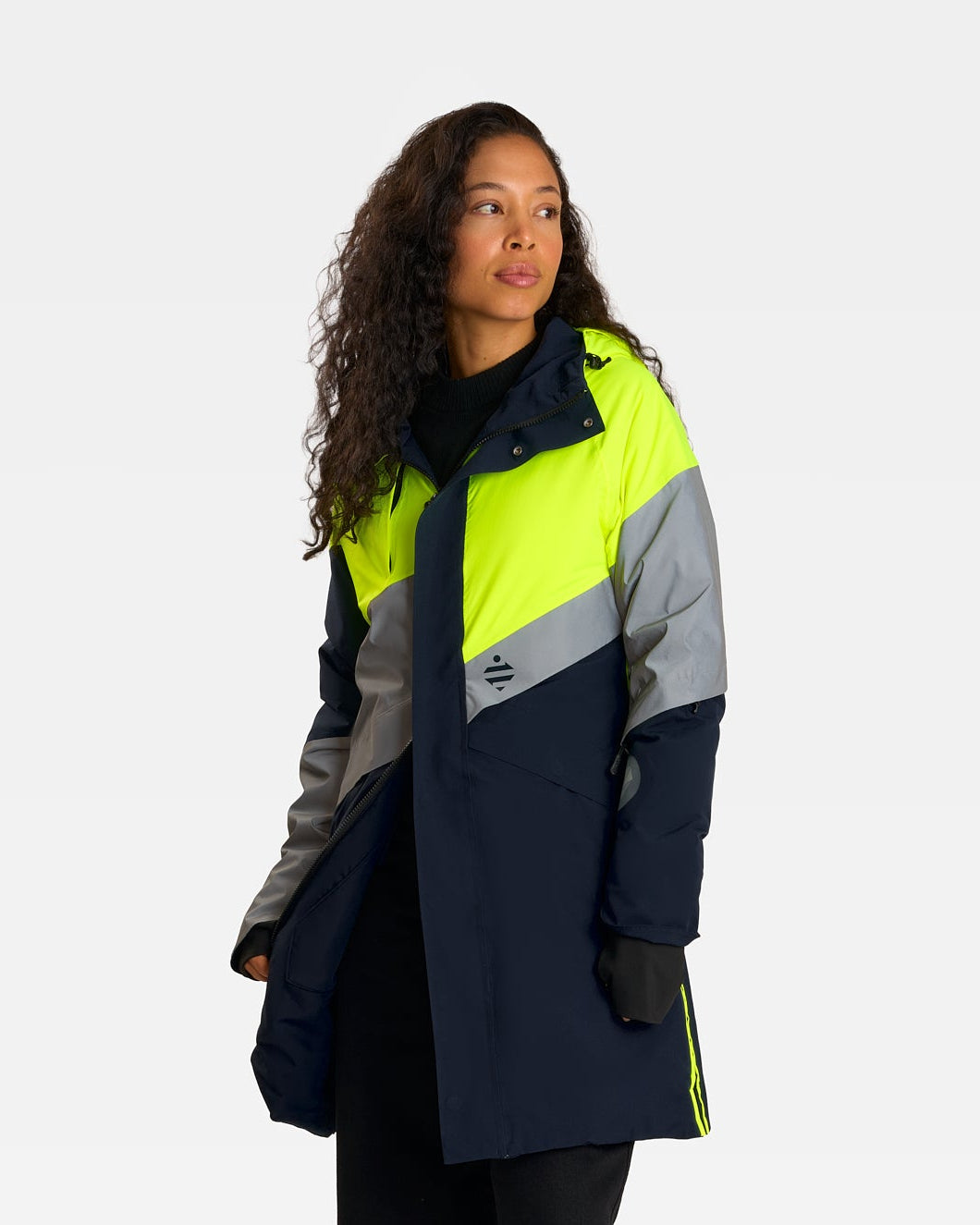 Parka chaude vélotaf visible imperméable jaune fluo bleue marine
