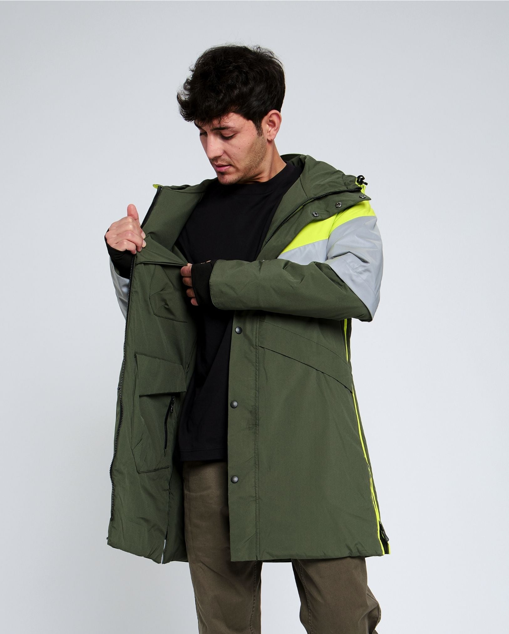 manteau chaud et réversible pour vélo vert fluo