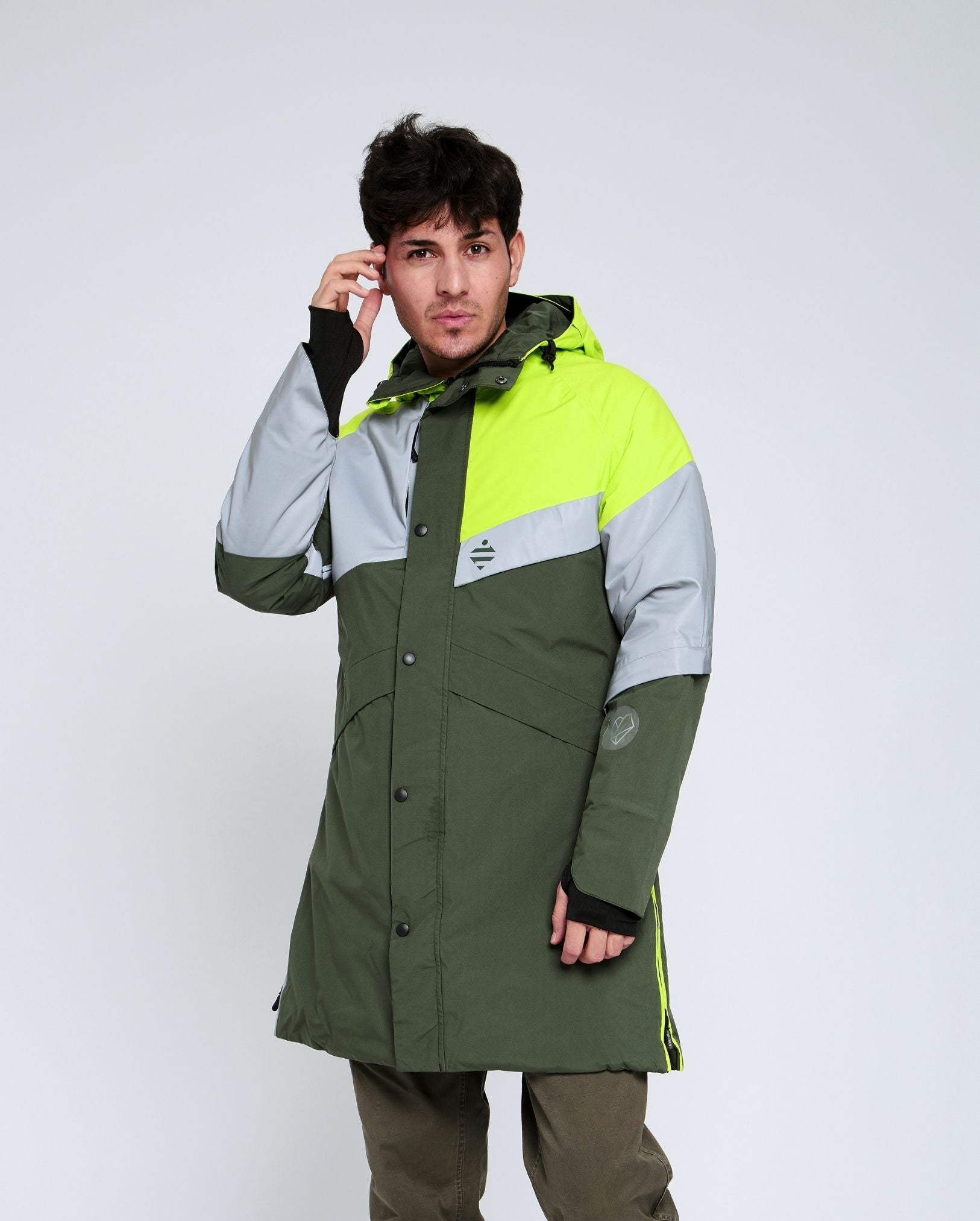 parka hiver vert fluo kaki homme