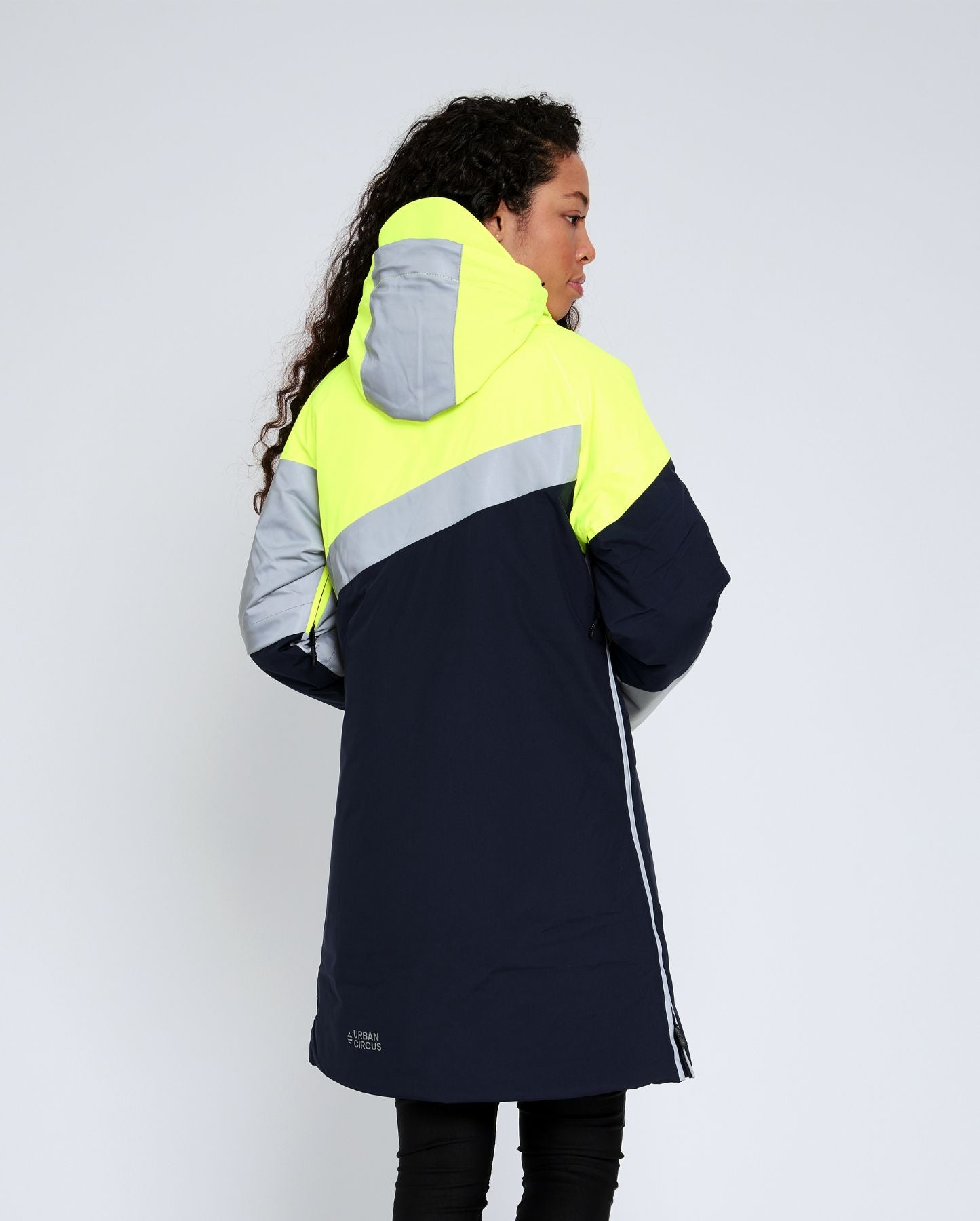 parka hiver vélotaf haute visibilité jaune fluo bleue