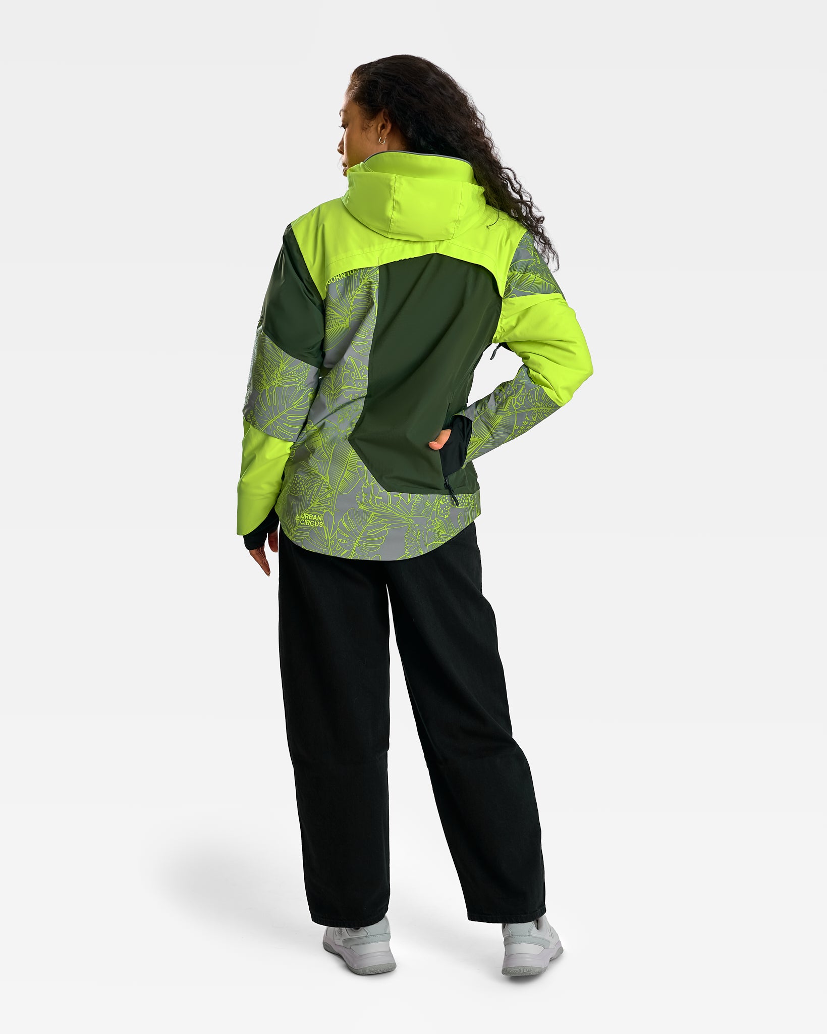 manteau hiver vélotaf veste REPOP visible fluo imperméable et respirante verte kaki à motif