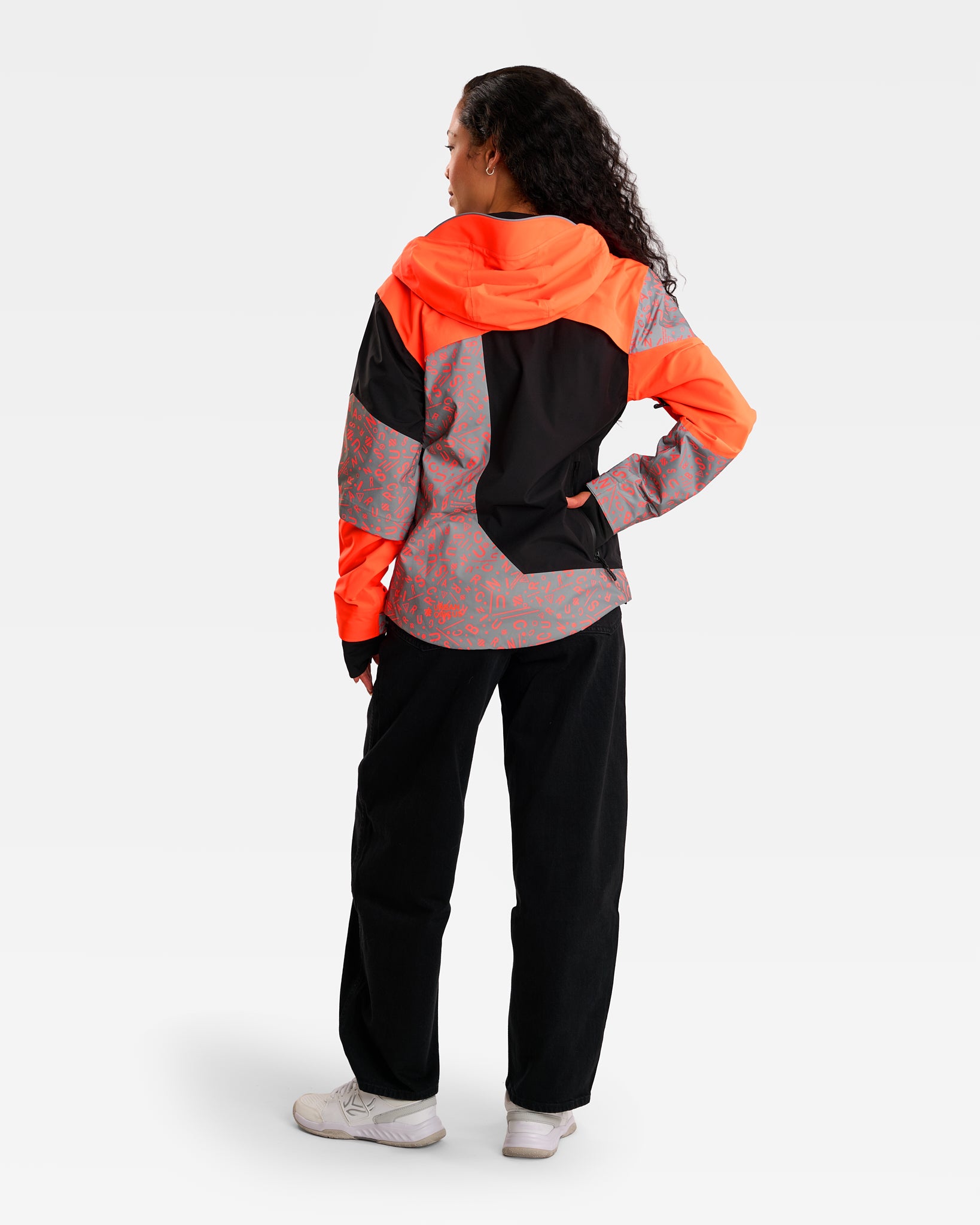 veste vélotaf REPOP orange fluo motifs graffiti imperméable poche et coupe cycliste