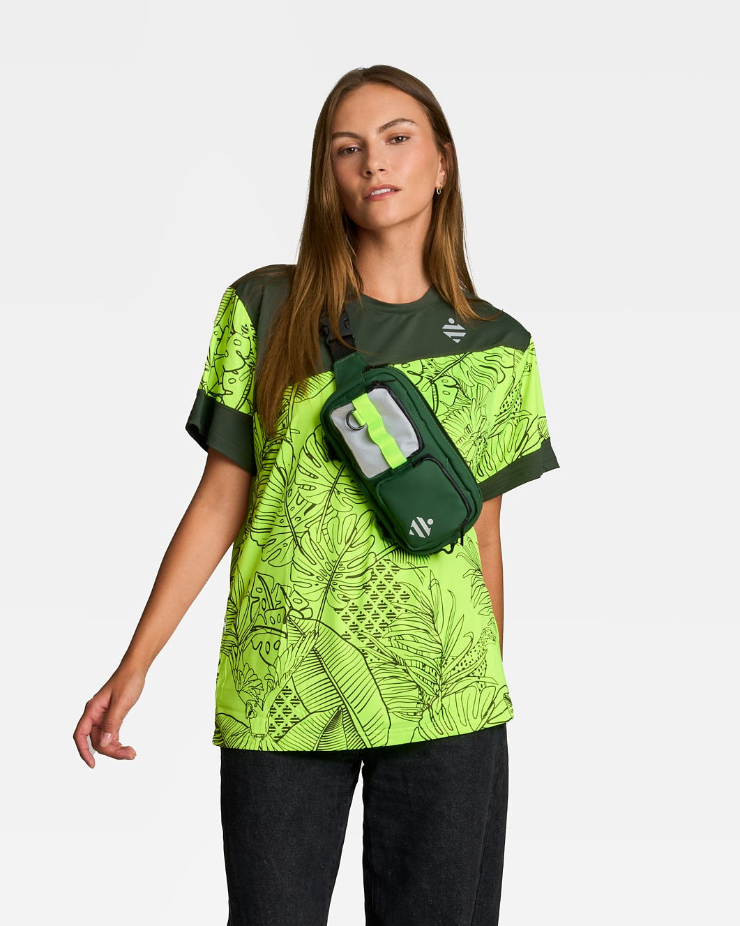 tshirt ultra respirant running cyclisme vert motif jungle femme
