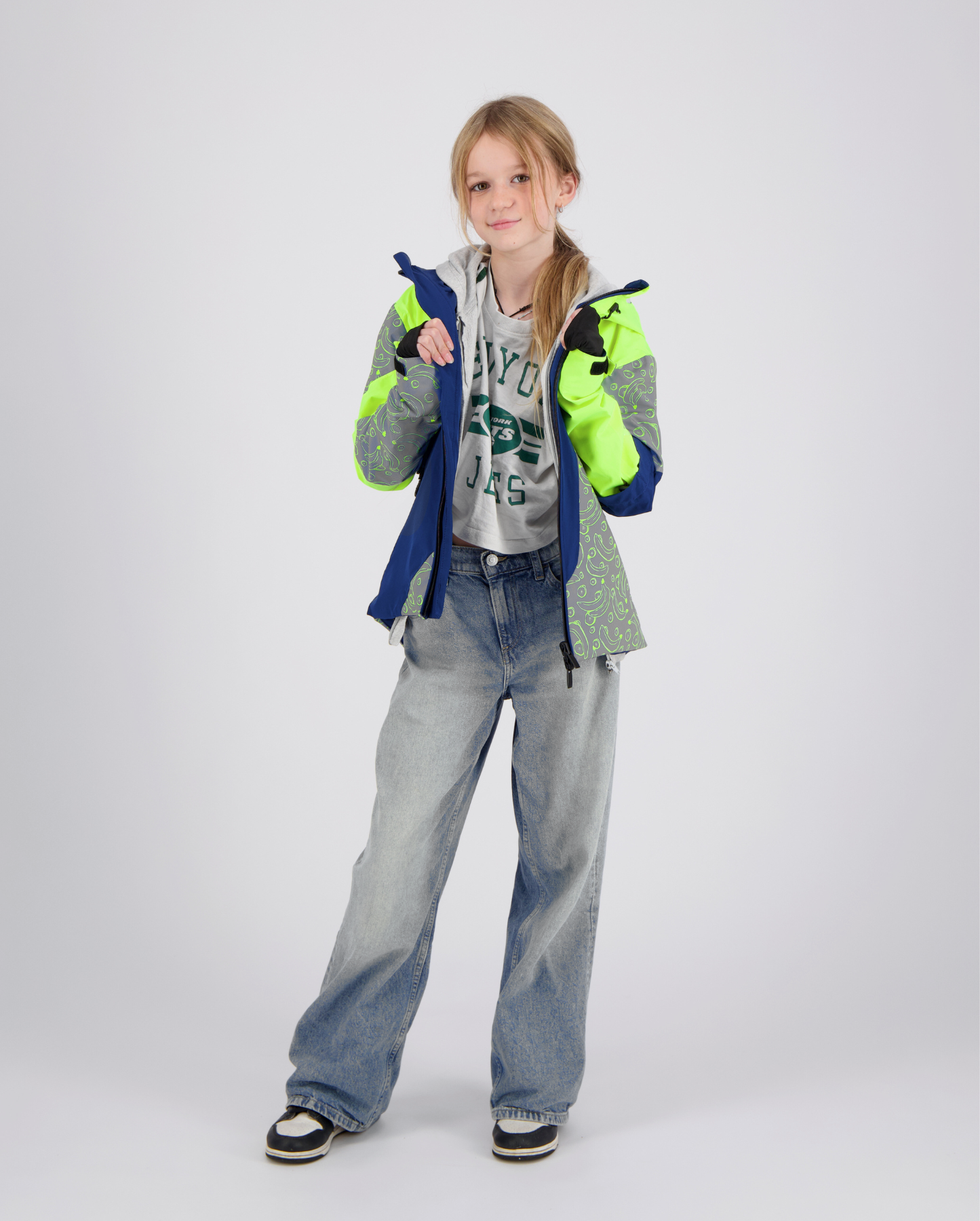 Veste vélo imperméable réversible pour enfant jaune bleue