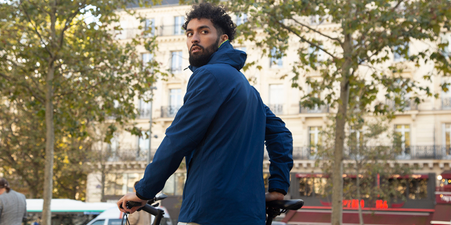 veste vélotaf réversible dos bleue marine