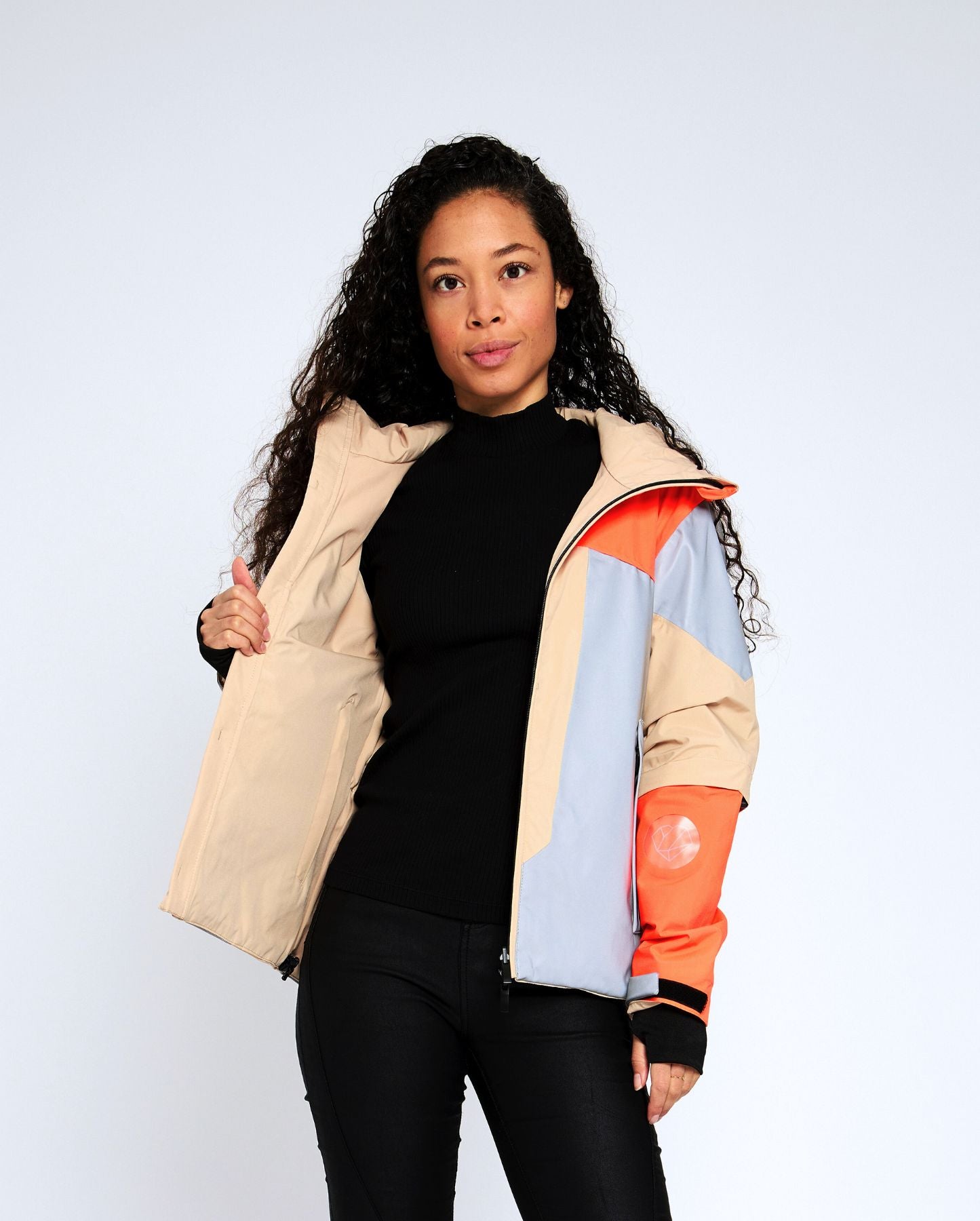 veste réversible beige orange vif