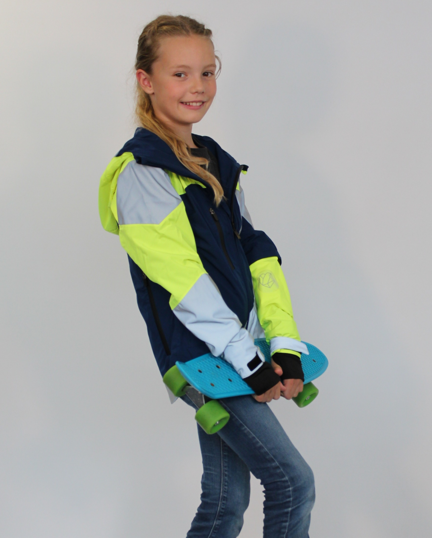 veste vélo skate enfant jaune vif empiècements réfléchissants