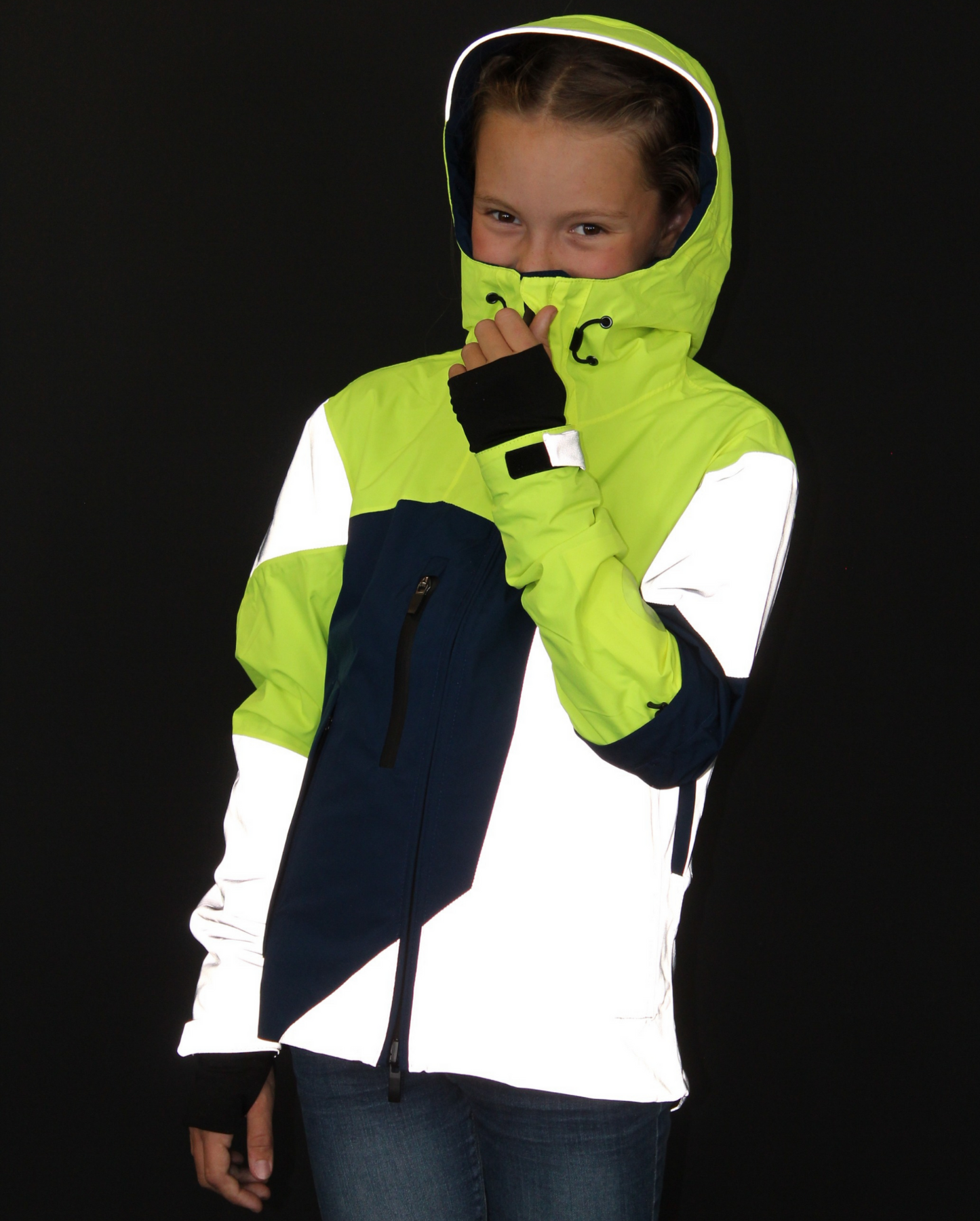 veste vélo enfant de nuit empiècements réfléchissants