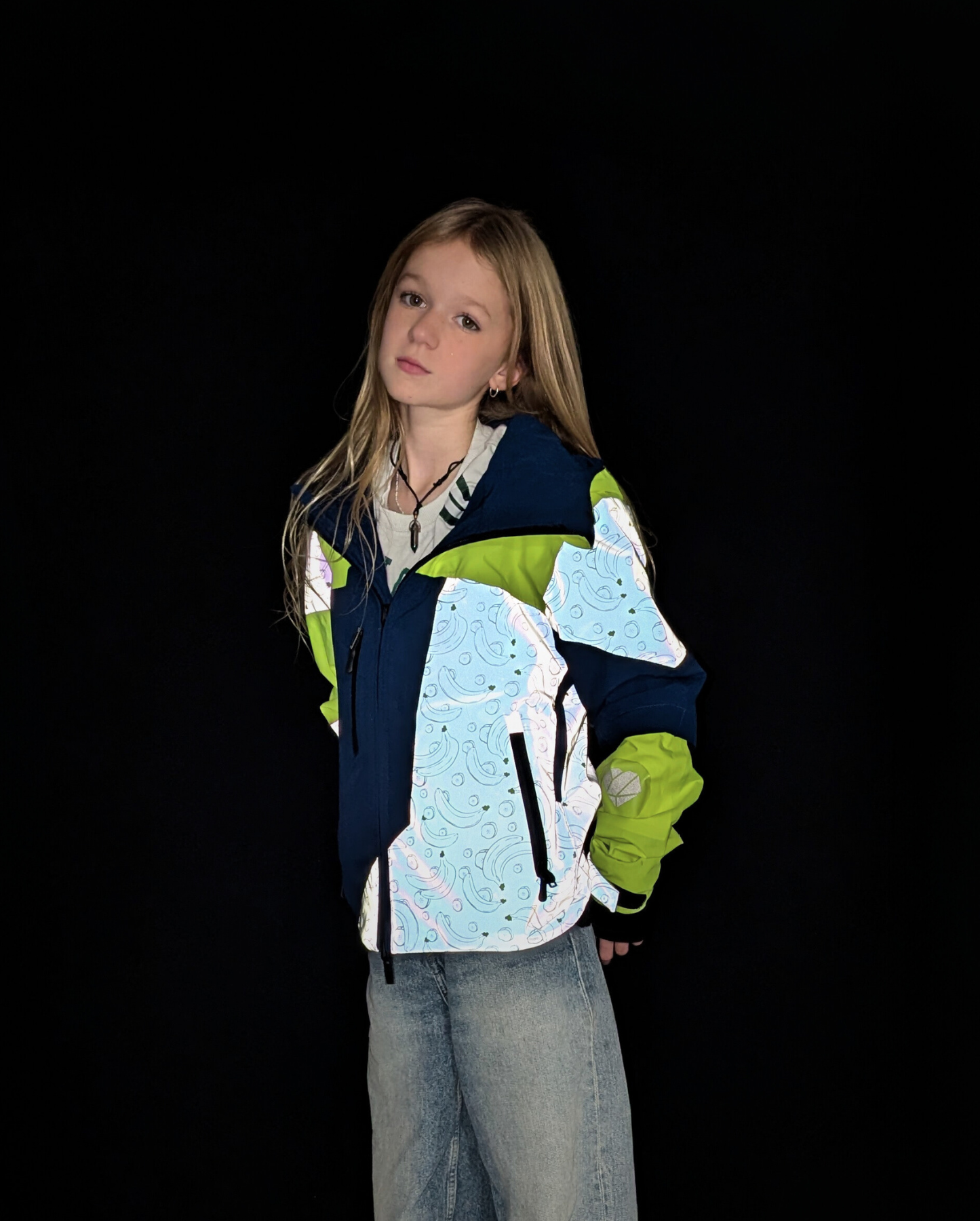 Veste vélo colorée enfant vue nuit empiècements réfléchissants