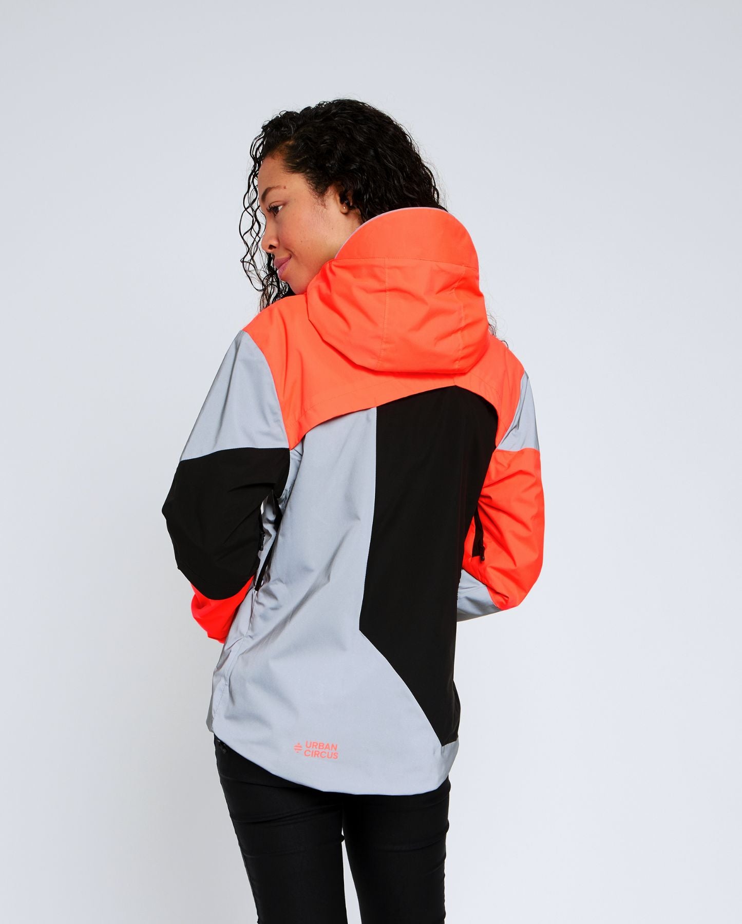 veste vélo urbain orange noire dos femme