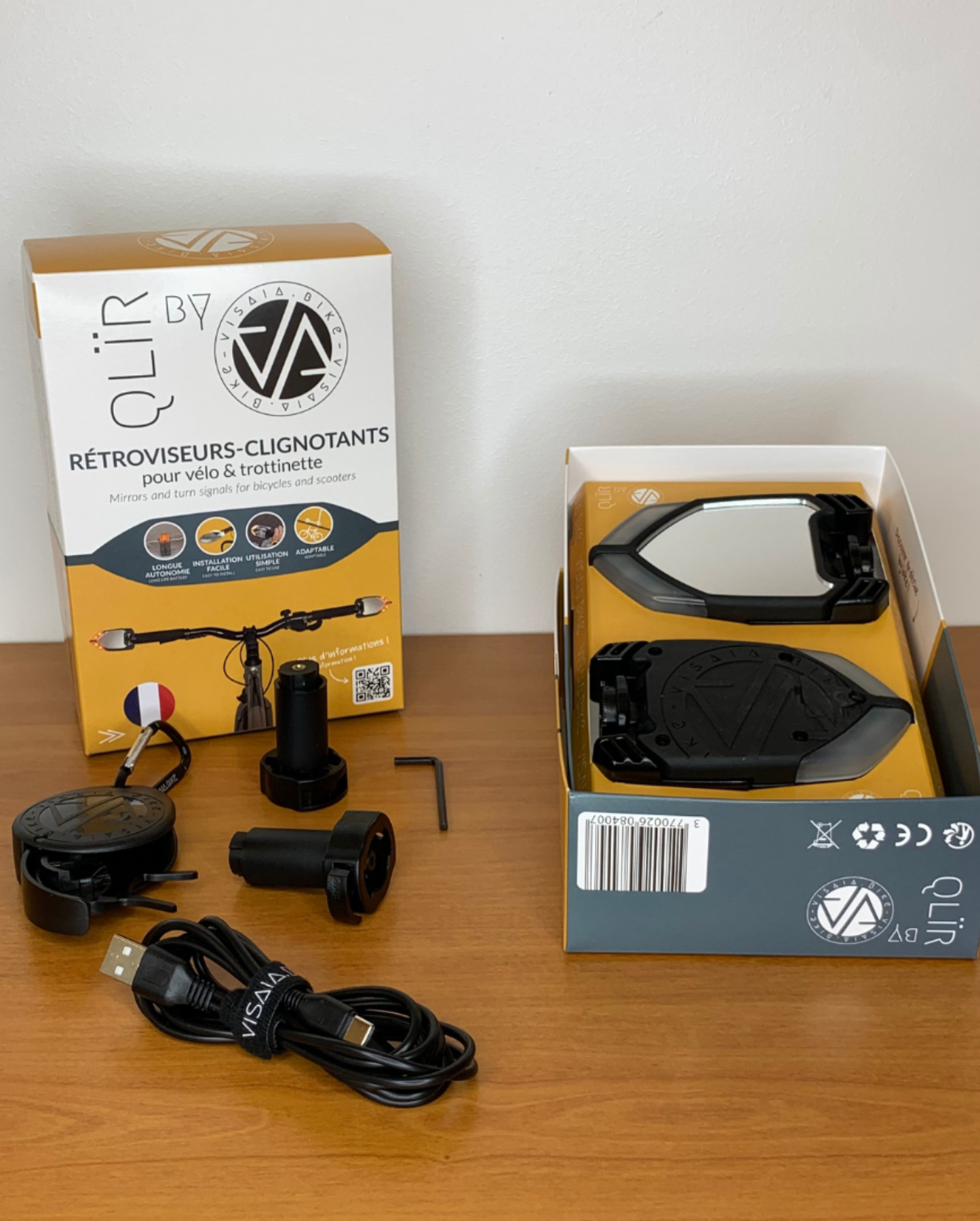 RÉTROVISEUR-CLIGNOTANT VÉLO QLÏR