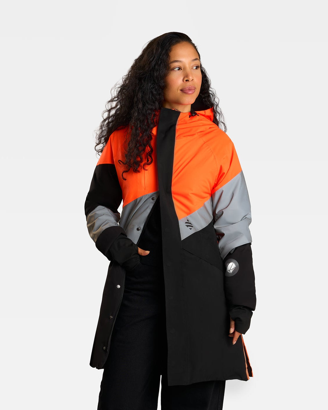 Parka chaude vélotaf imperméable et visible orange fluo noire respirante