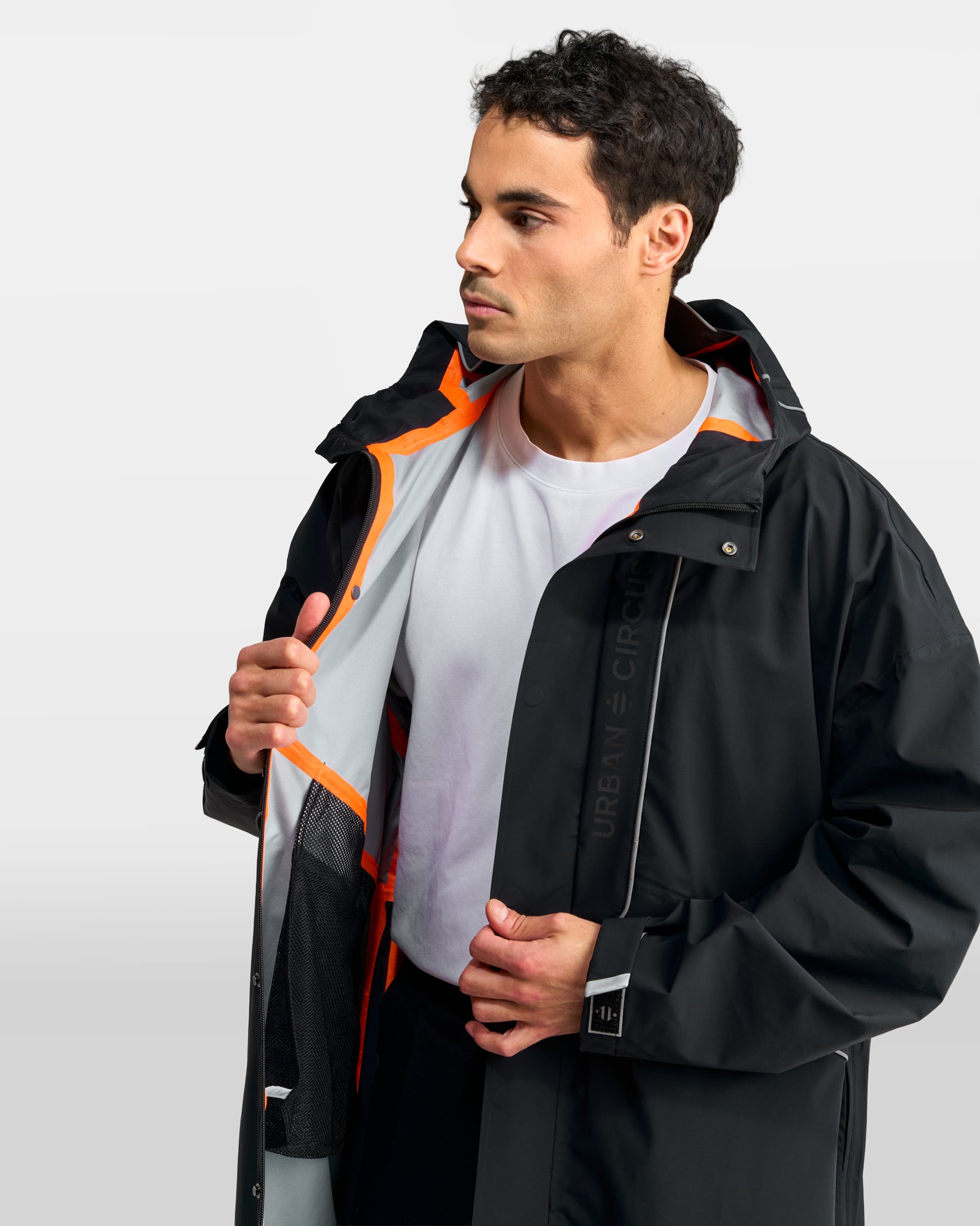 Parka respirante imperméable noire vélo homme