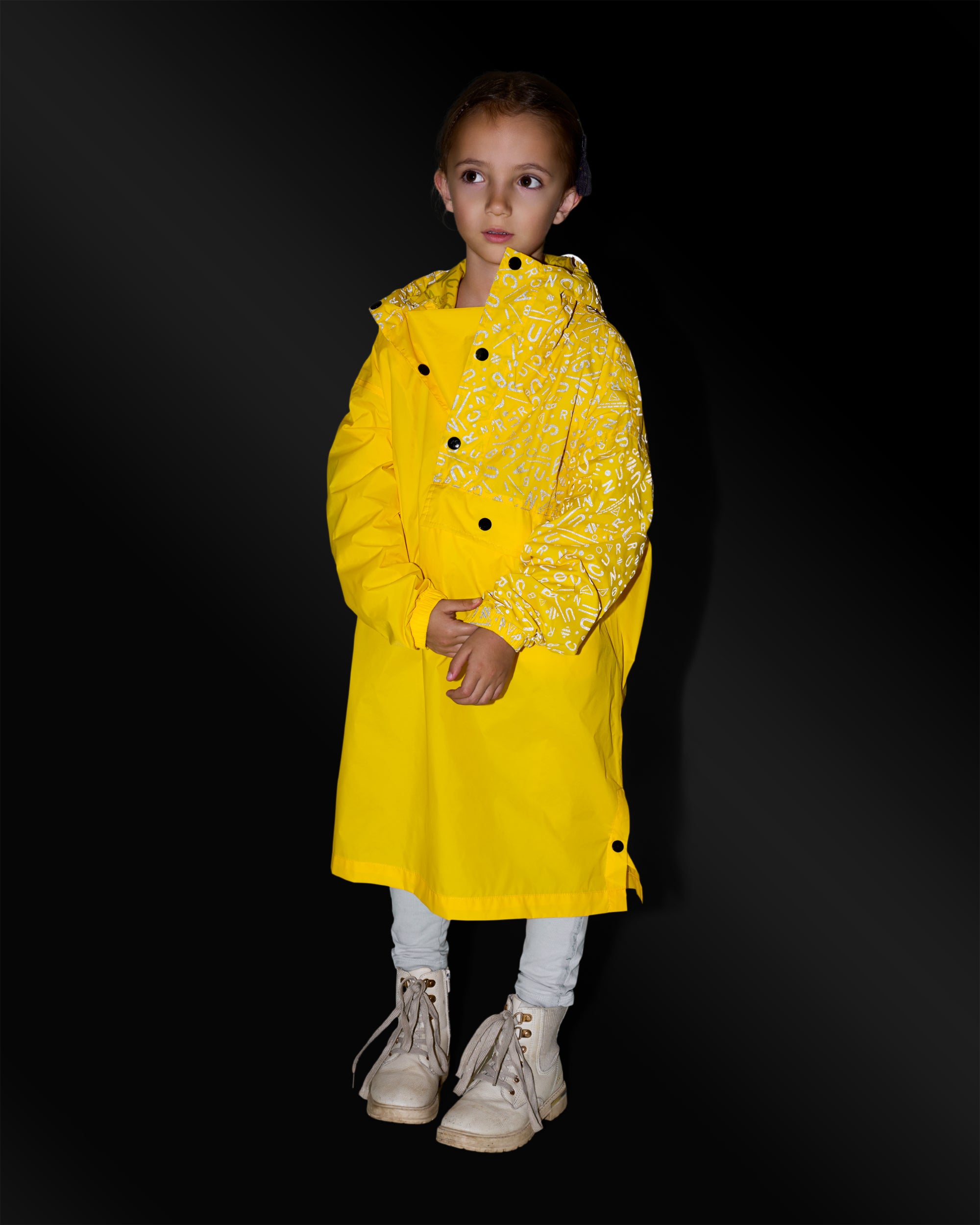 poncho de pluie jaune motifs réfléchissants enfant nuit