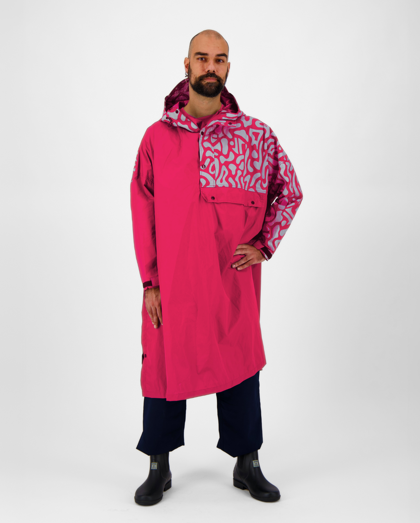 Poncho de pluie framboise pour vélo, coupe unisexe et imperméable,