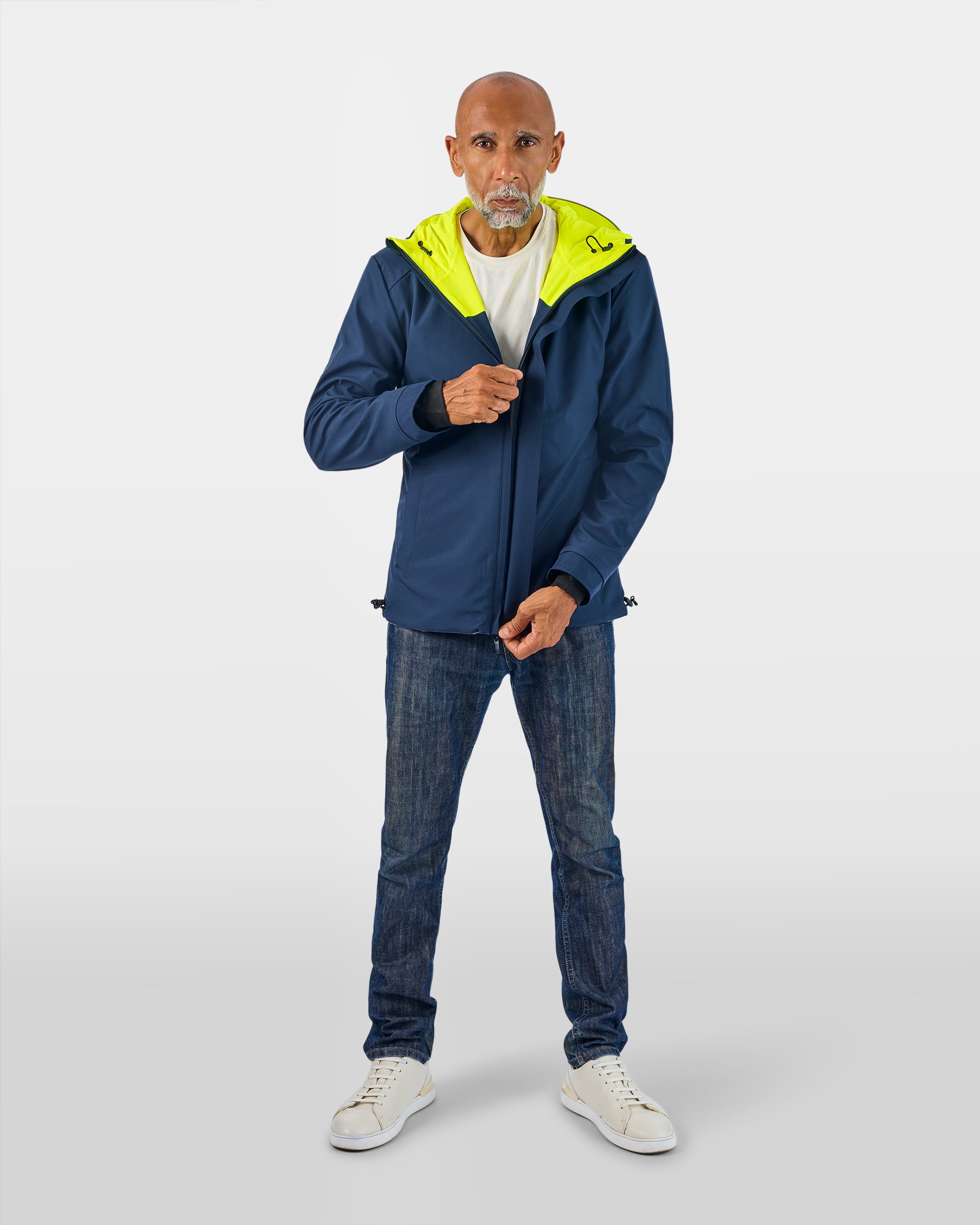 repop veste vélotaf fluo réversible sobre bleue marine sur homme