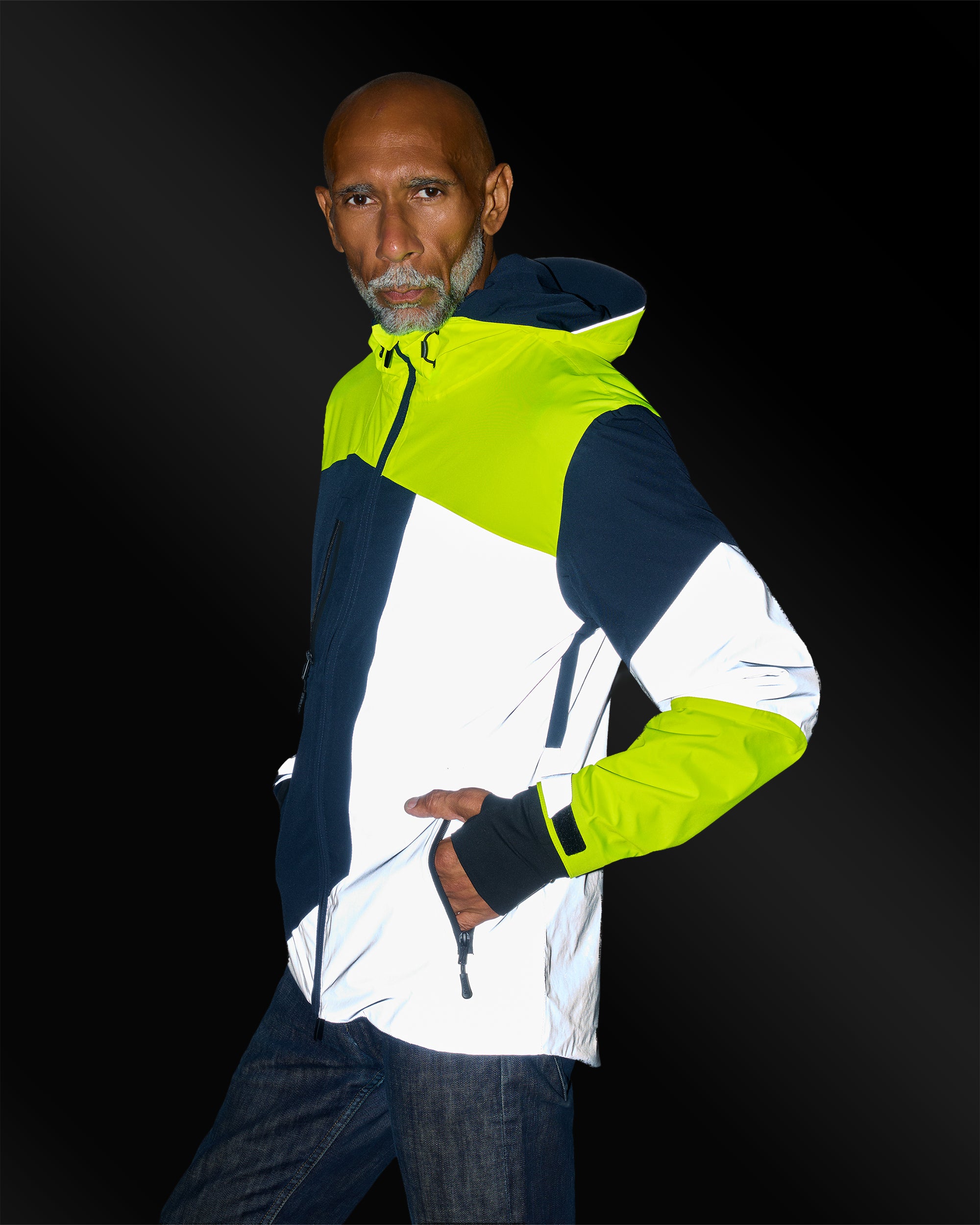 repop jaune fluo bleue marine veste vélotaf visible certifiée en17353 réfléchissante de nuit sur homme