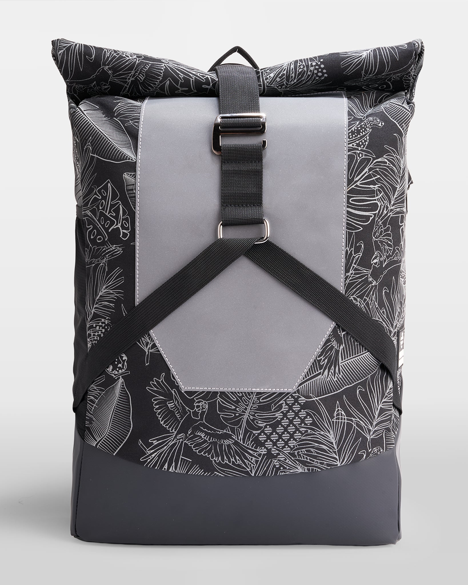 sac à dos rolltop sacoche vélo porte bagage noir motif jungle
