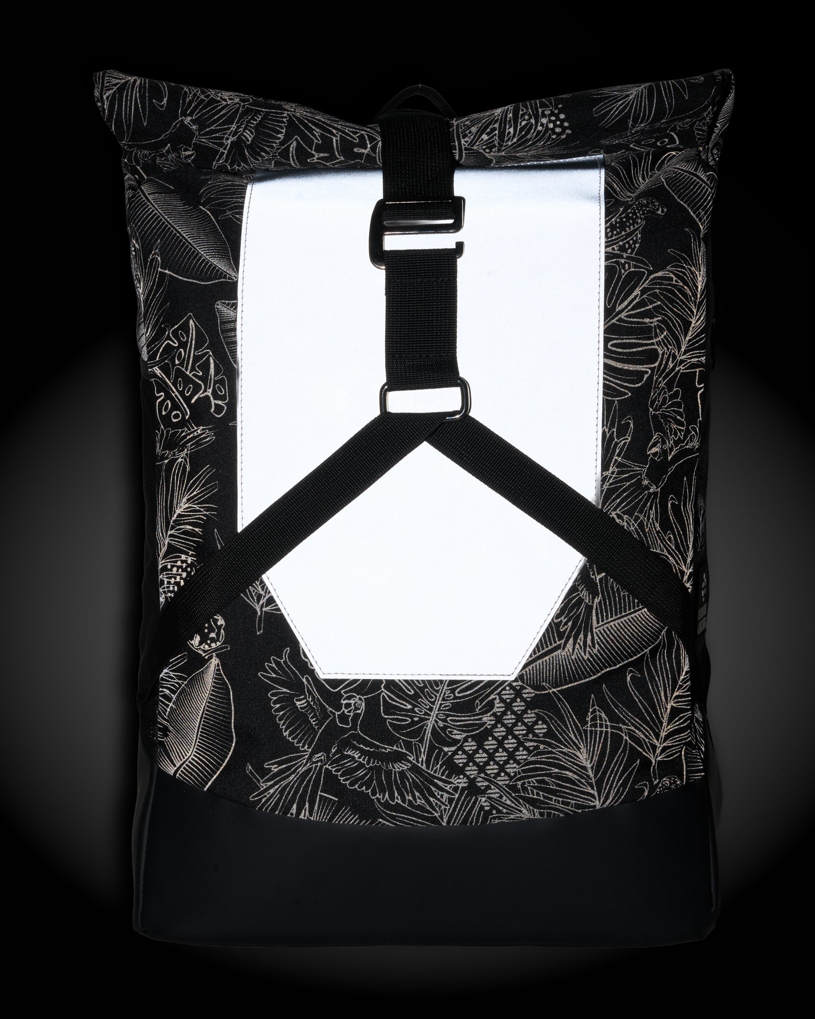 sac à dos sacoche vélo réfléchissant motif jungle rolltop