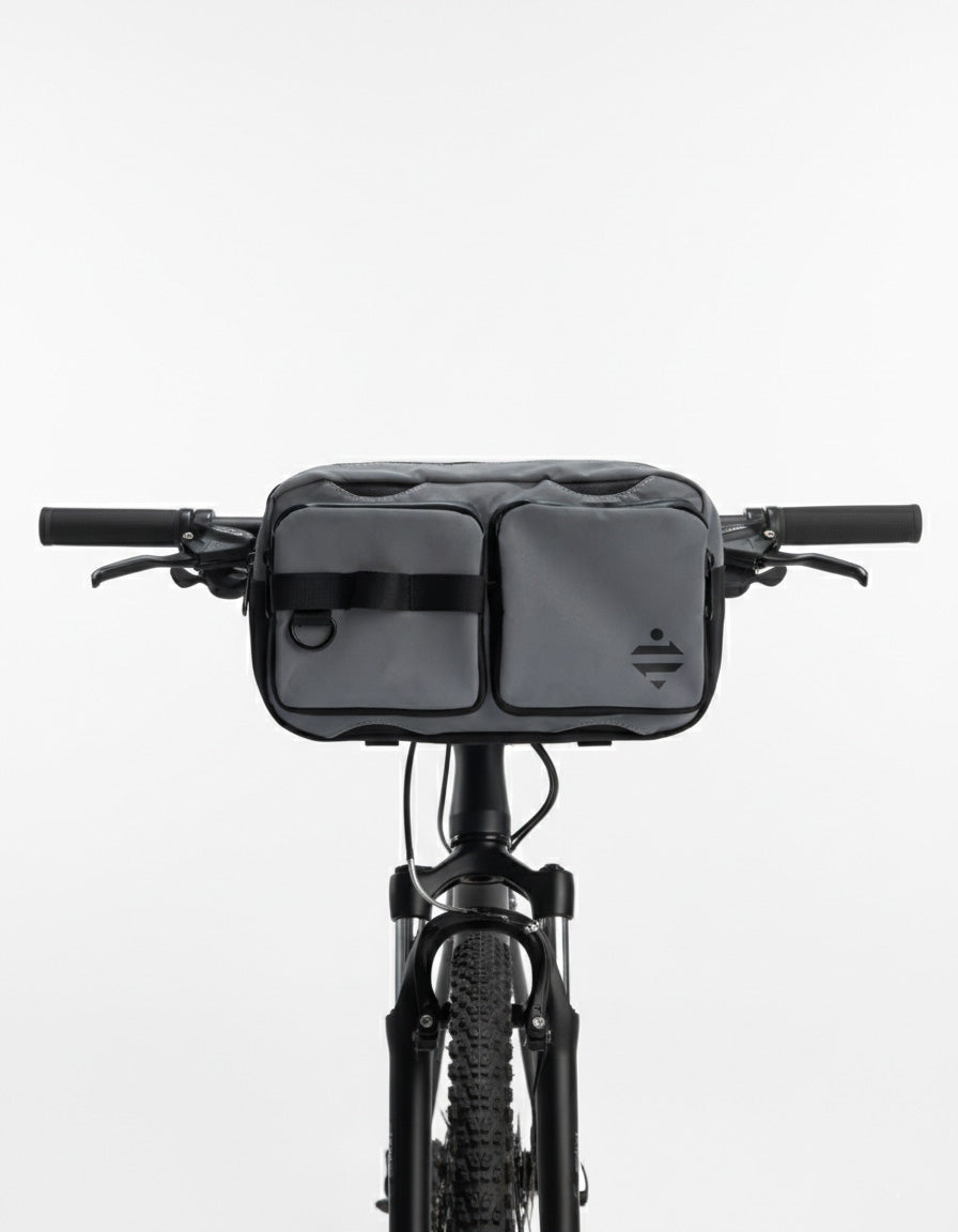 sacoche guidon vélo sac banane polyvalent imperméable réfléchissant grise noire