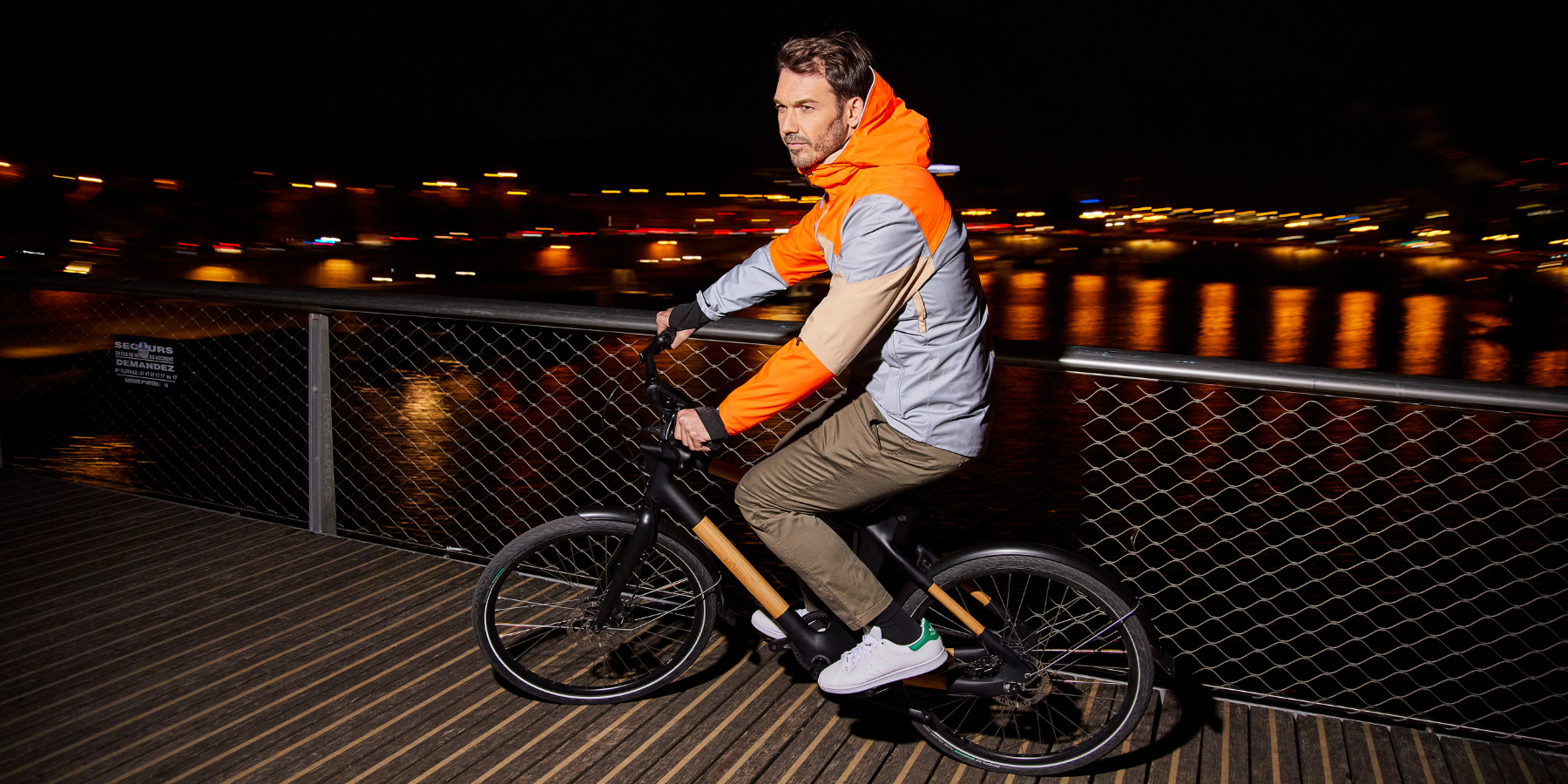 veste vélotaf orange beige visibilité nuit jour