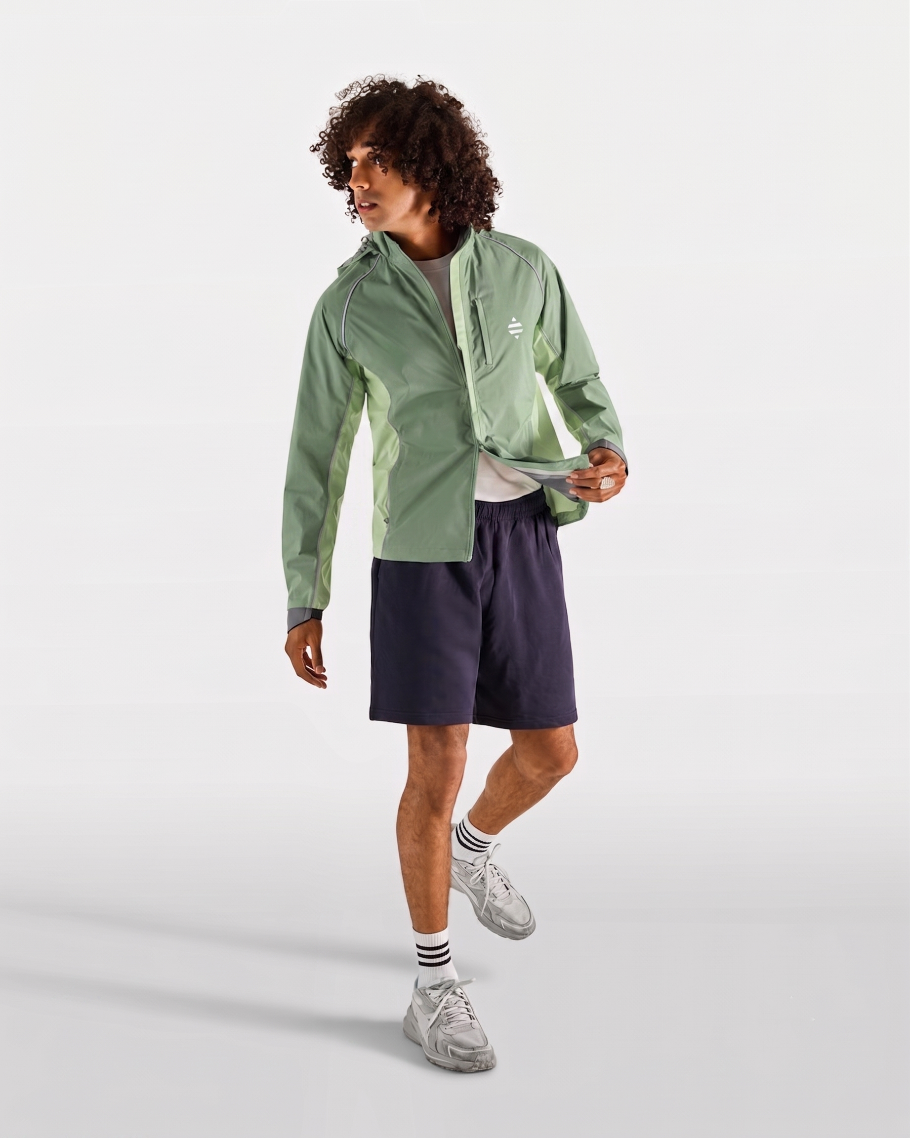 veste ultra légère vélo running imperméable respirante sauge verte